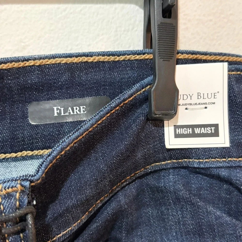 Judy Blue See Ya There Flare Jeans Womens 18W Dark Wash High‎ Waist Raw Hem